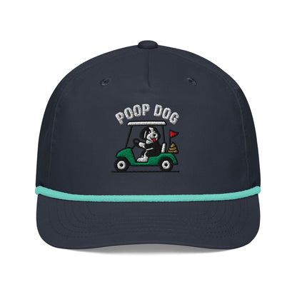 Front of Navy/Mint hat with image of Bernedoodle - Pace of Play - Poop Dog