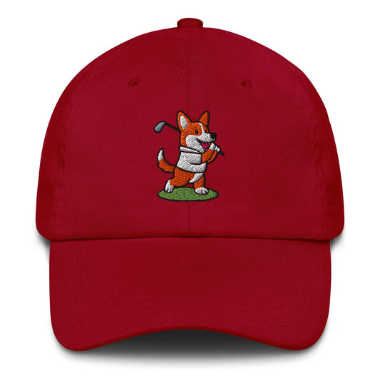 Corgi - Dad Hat Cranberry golf hat – Poop Dog