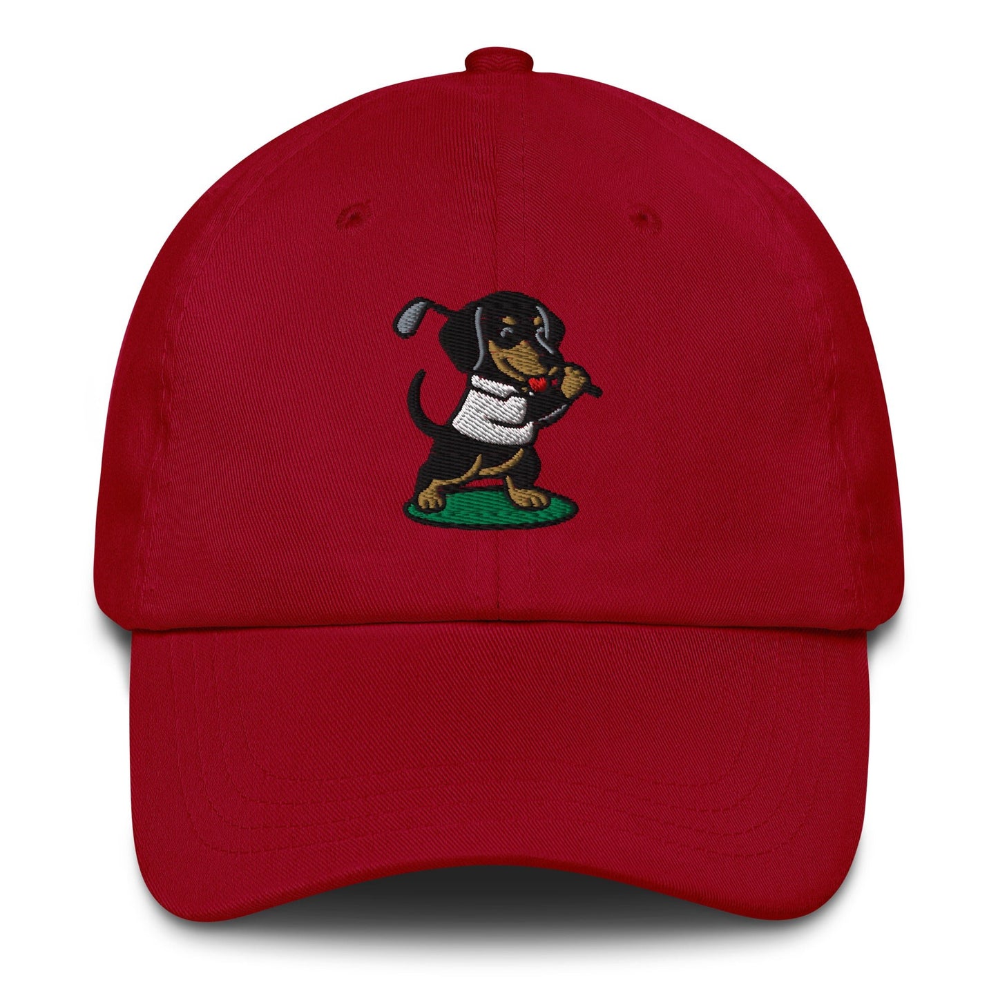 Dachshund - Dad Hat Cranberry golf hat – Poop Dog