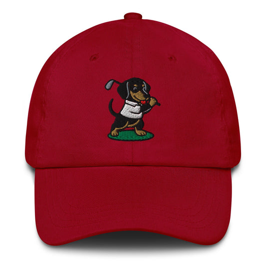 Dachshund - Dad Hat Cranberry golf hat – Poop Dog