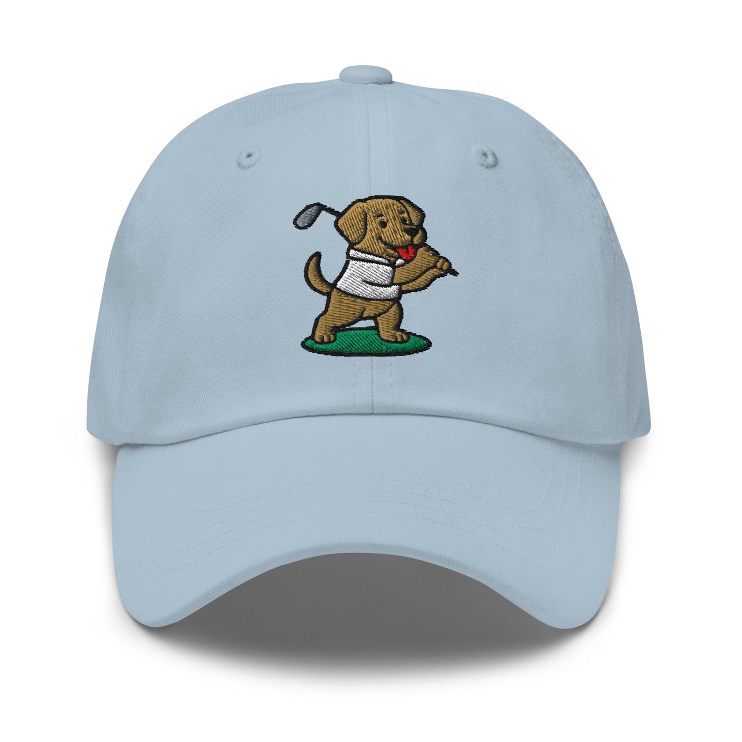 Front of Light Blue hat with Image of Labrador Retriever - Dad Hat