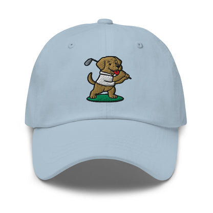 Front of Light Blue hat with Image of Labrador Retriever - Dad Hat