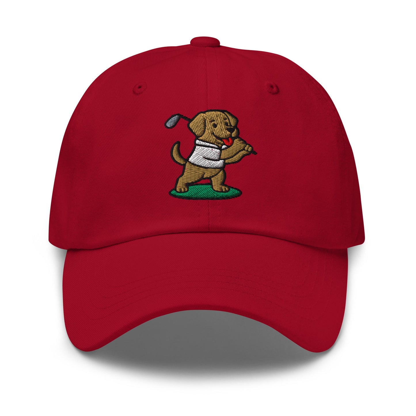 Front of Cranberry hat with Image of Labrador Retriever - Dad Hat