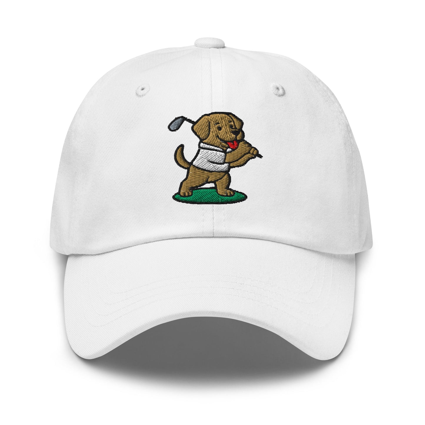 Front of White hat with Image of Labrador Retriever - Dad Hat