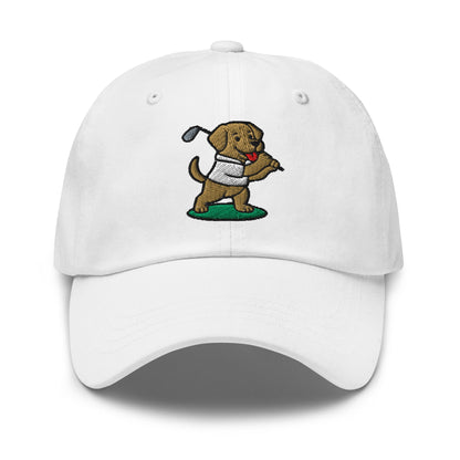 Front of White hat with Image of Labrador Retriever - Dad Hat