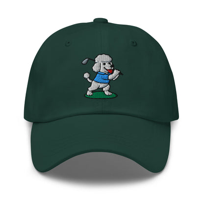 Front of Spruce hat with image of Poodle - Dad Hat - Poop Dog